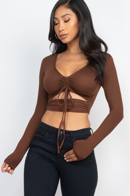 Drawstring Cutout Crop Top