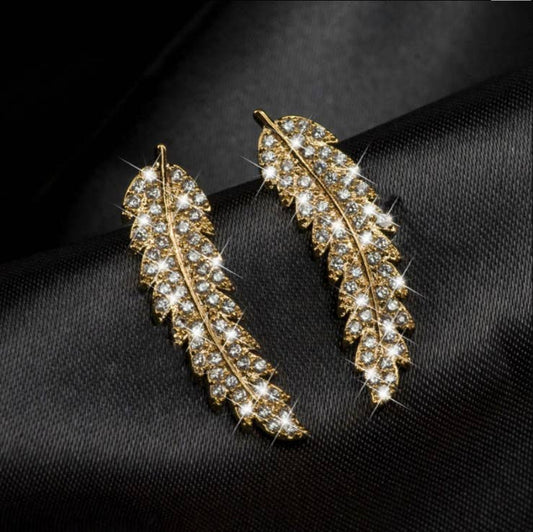 Women's Leaf Micro-inlay Cubic Zirconia Shining Stud Earring