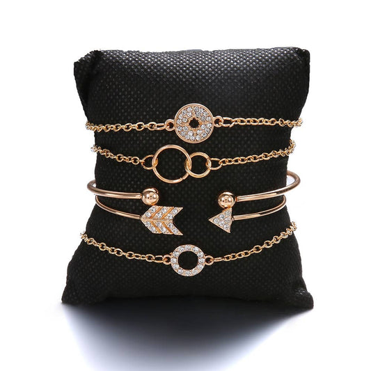 5pcs Knotted Arrow Opening Chain Multi-layer Bracelet Set