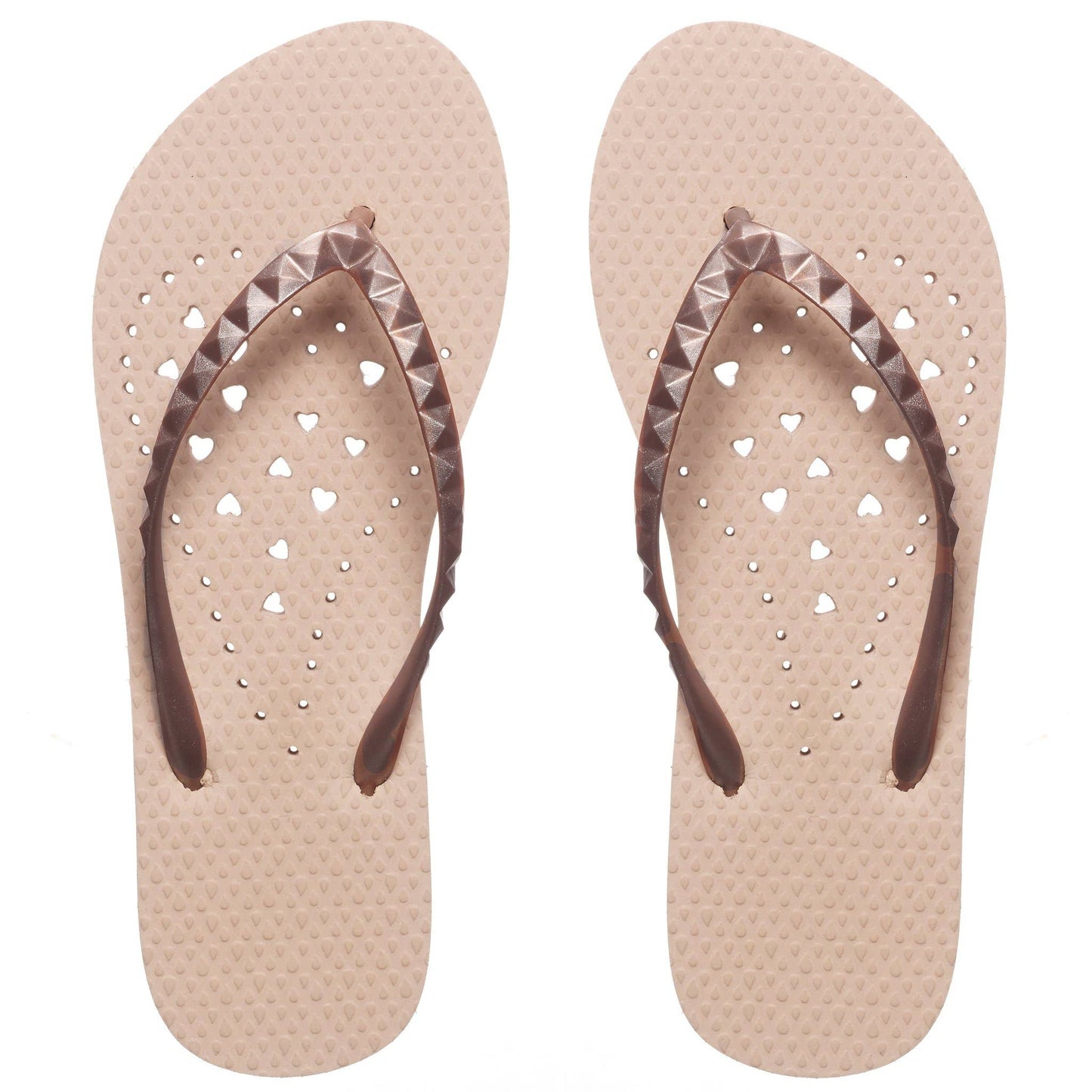 Girls Rose Gold Elongated Heart Flip Flop