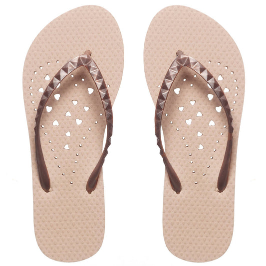 Girls Rose Gold Elongated Heart Flip Flop