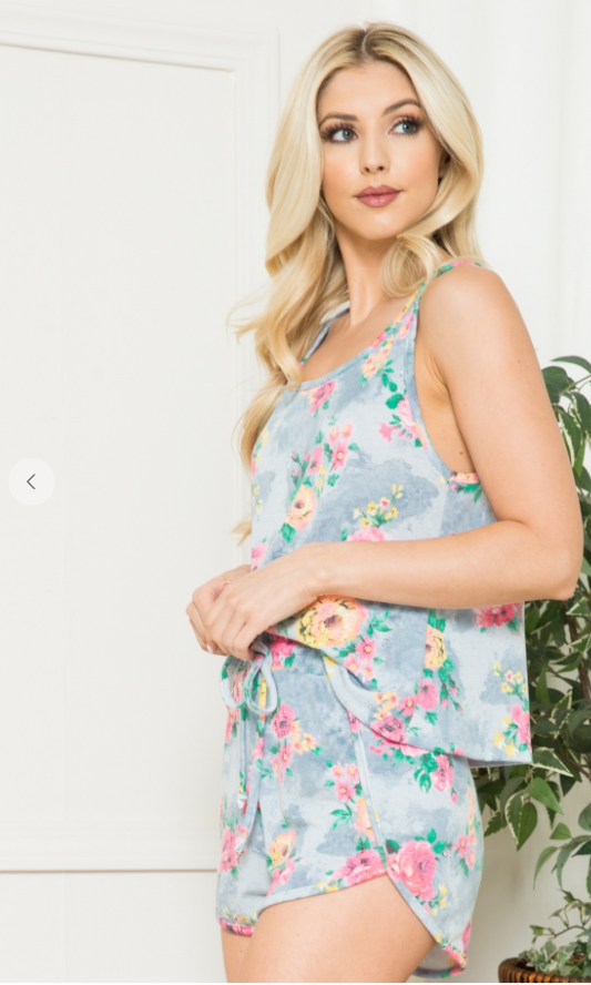 Floral Sleeveless Lounge Set