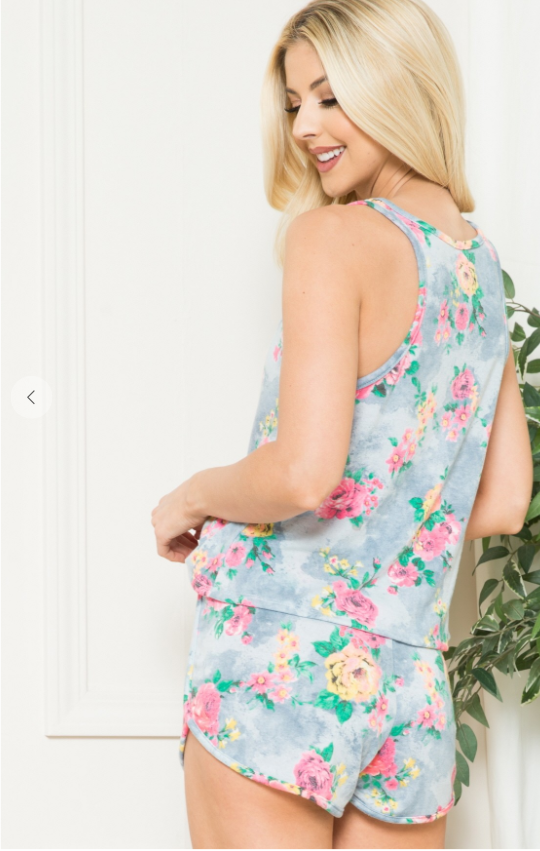Floral Sleeveless Lounge Set
