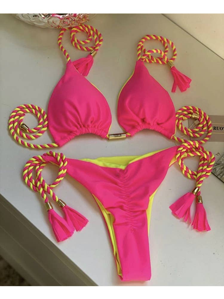 2-Piece Color Block Bikini Set Swimsuit