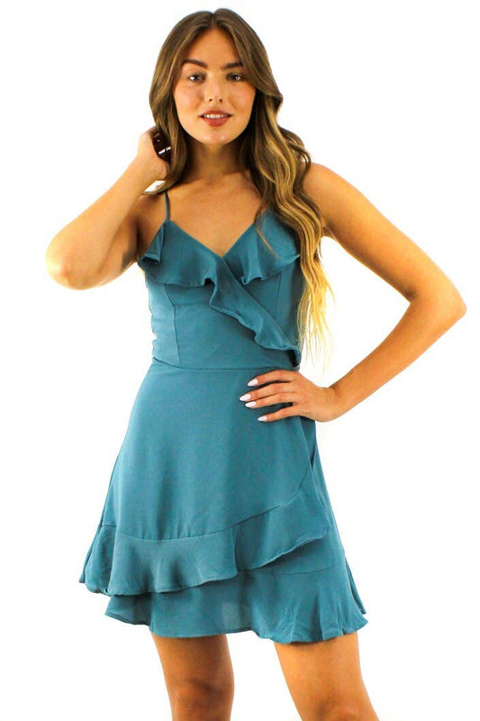 Ruffle Spaghetti Strap Mini Dress