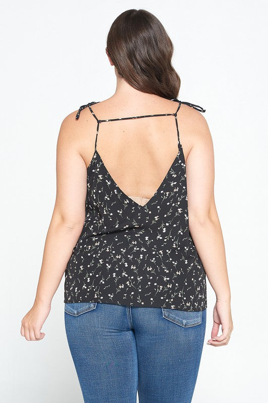 Floral Black Top