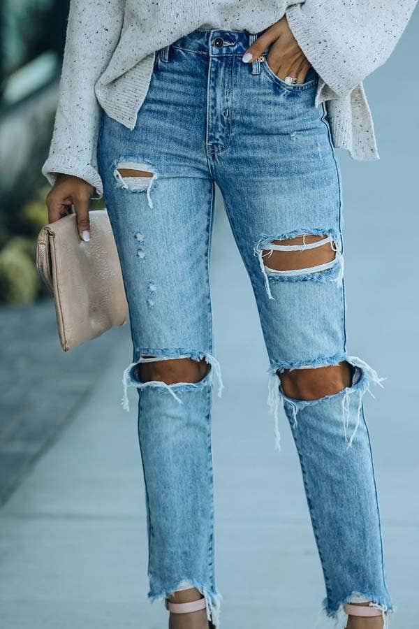 Light Wash Distressed Skinny Jeans