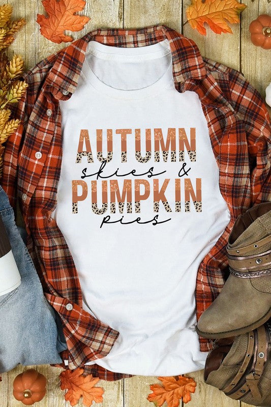 Autum Skies and Pumpkin Pies T Shirt Meas Unique Boutique