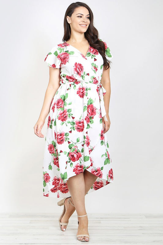 Surplice Floral Plus Dress