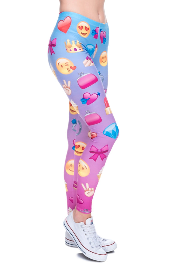 Girls Emoji Print Leggings | Berry Jane